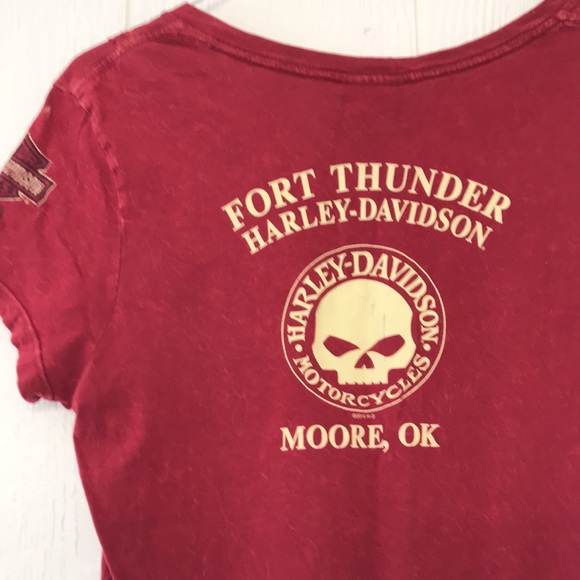 Harley-Davidson Tops - Harley Davidson Motorcycle Womens Fort Thunder Moore Oklahoma TShirt Medium